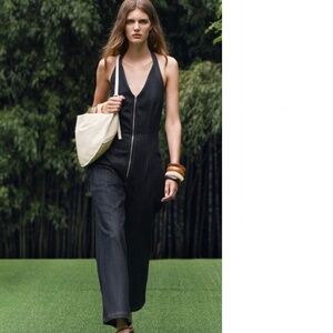 Zara LONG DENIM JUMPSUIT ZW COLLECTION